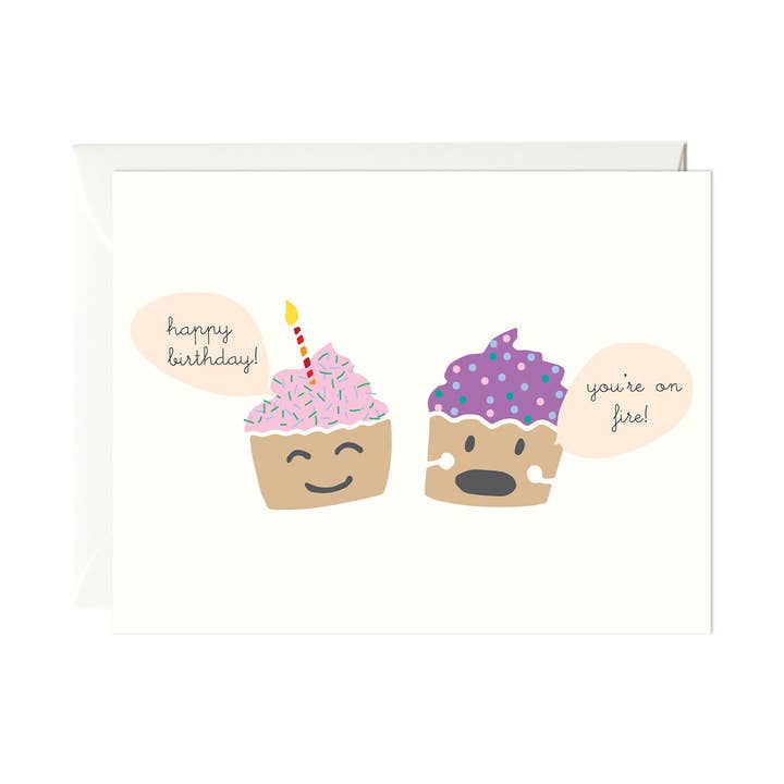 You’re on Fire Cupcakes Birthday Card for wholesale by Paula & Waffle
