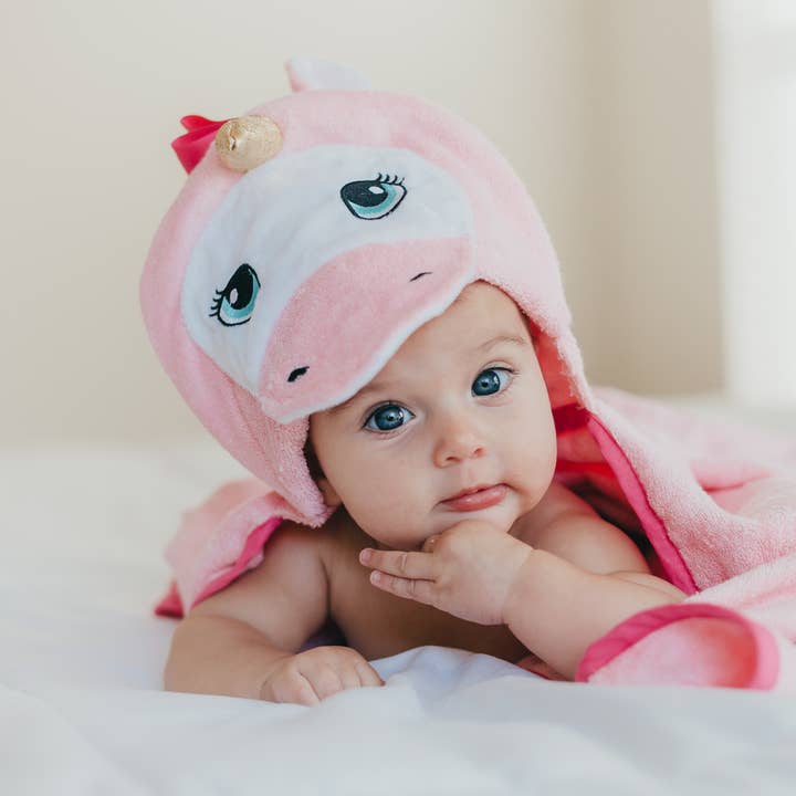 Kloud Bambu | Bamboo Towels & Blankets – Engroshandel Håndklæde med hætte - Børn og baby – Bambus Baby Hætteklædte Håndklæde - Pink Unicorn7