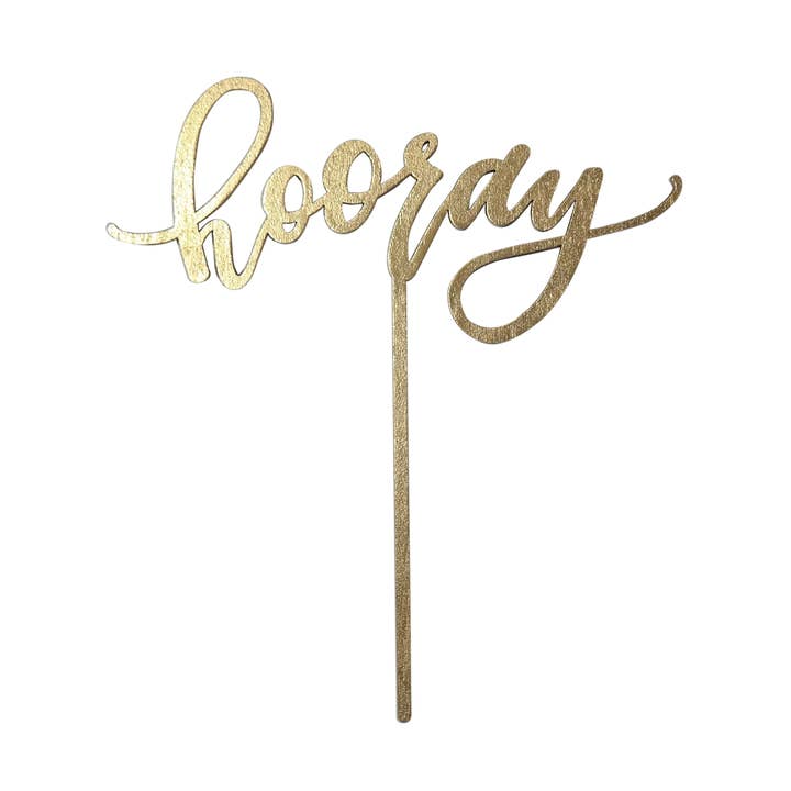 Hooray Cake Topper - Gold for wholesale by Worthwrite Goods