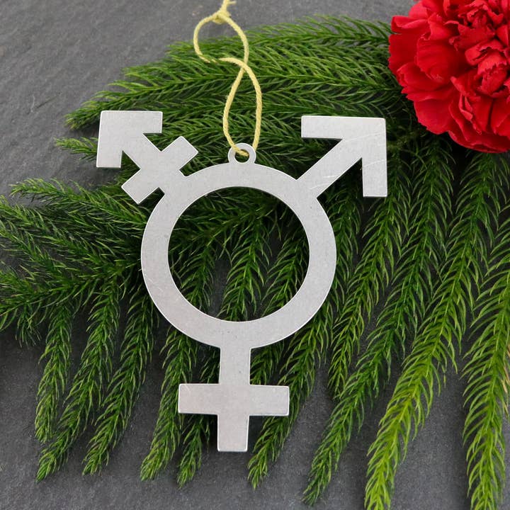 Transgender Symbol Metal Holiday Gift Christmas Ornaments for wholesale by Iron Maid Art