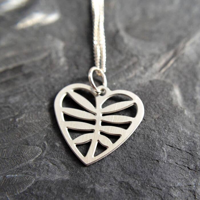 0.8" Leafy Heart Steel Pendant for wholesale by GioGio Design