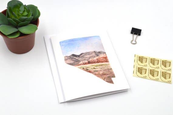 Rachel Alvarez Art - Wholesale Stationery/Notecard Set - Nevada State Watercolor Notecard Set0