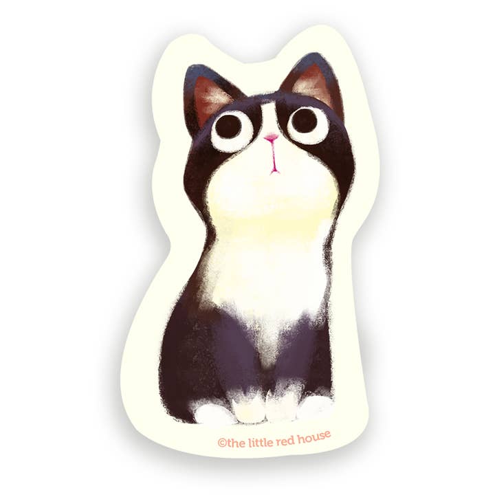 The Little Red House - Wholesale Sticker - Tuxedo Cat Vinyl Sticker0