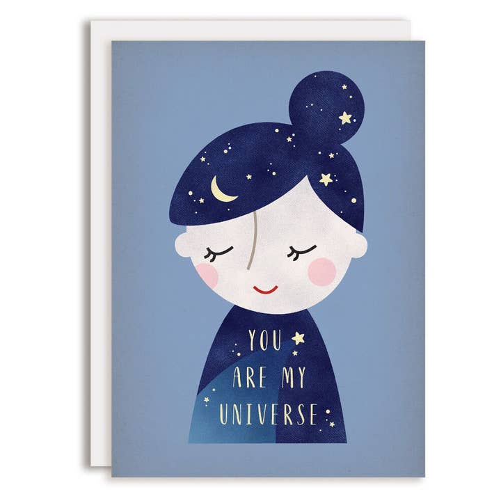 Grußkarte „Du bist mein Universum“ für den Großhandel von Rosy Designs