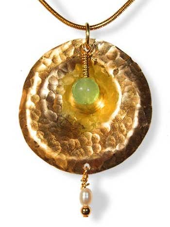 Tympani Pendant - Jade/Pearl for wholesale by LeDanse Limited Edition Jewelry