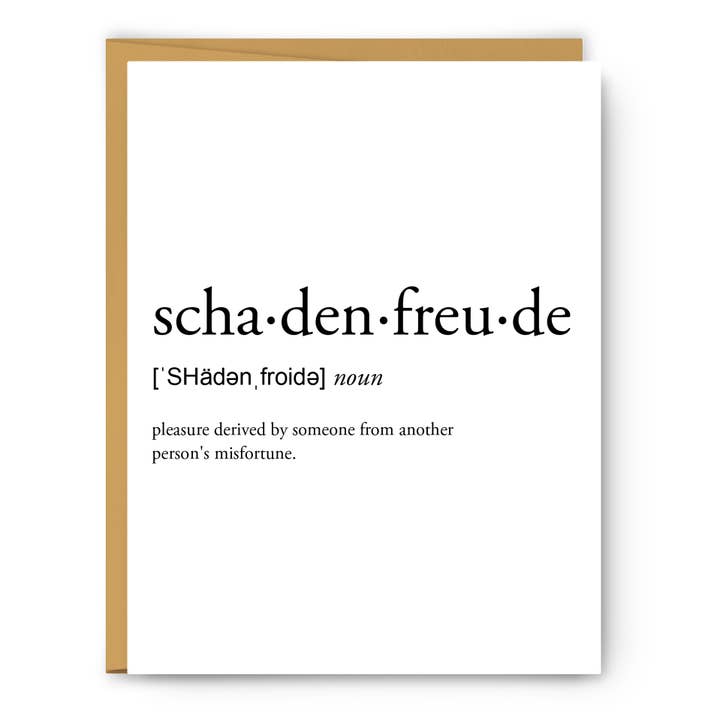 Schadenfreude Definition - Literary EverdayCard for wholesale by Footnotes