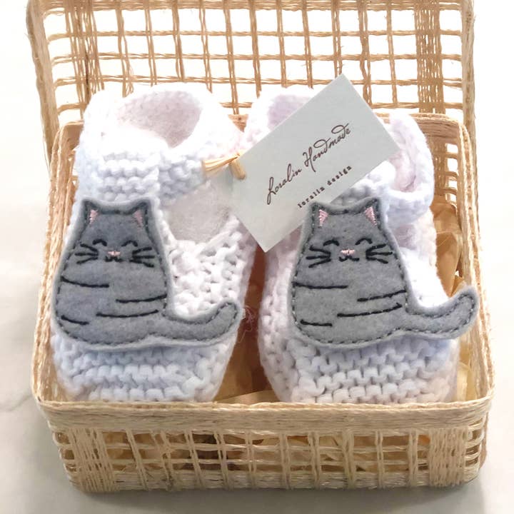 Cat Booties in Basket for wholesale by Loralin Design