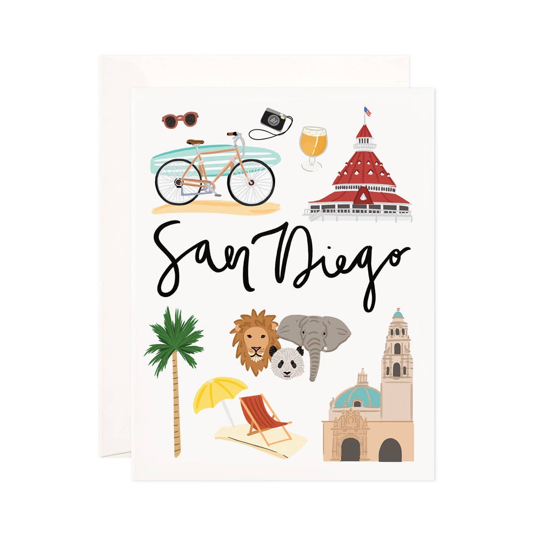 Bloomwolf Studio – wholesale Kontorsmateriel/Notecard Set – San Diego gratulationskort - brevpapper kortuppsättning, värdinna, lärare, resegåva