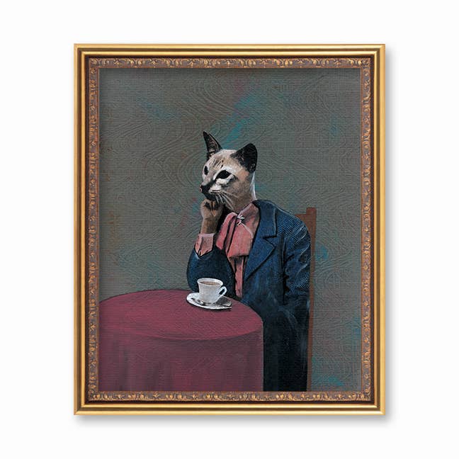 Coffee Cat 8X10 Art Print for wholesale by Pergamo Paper Goods