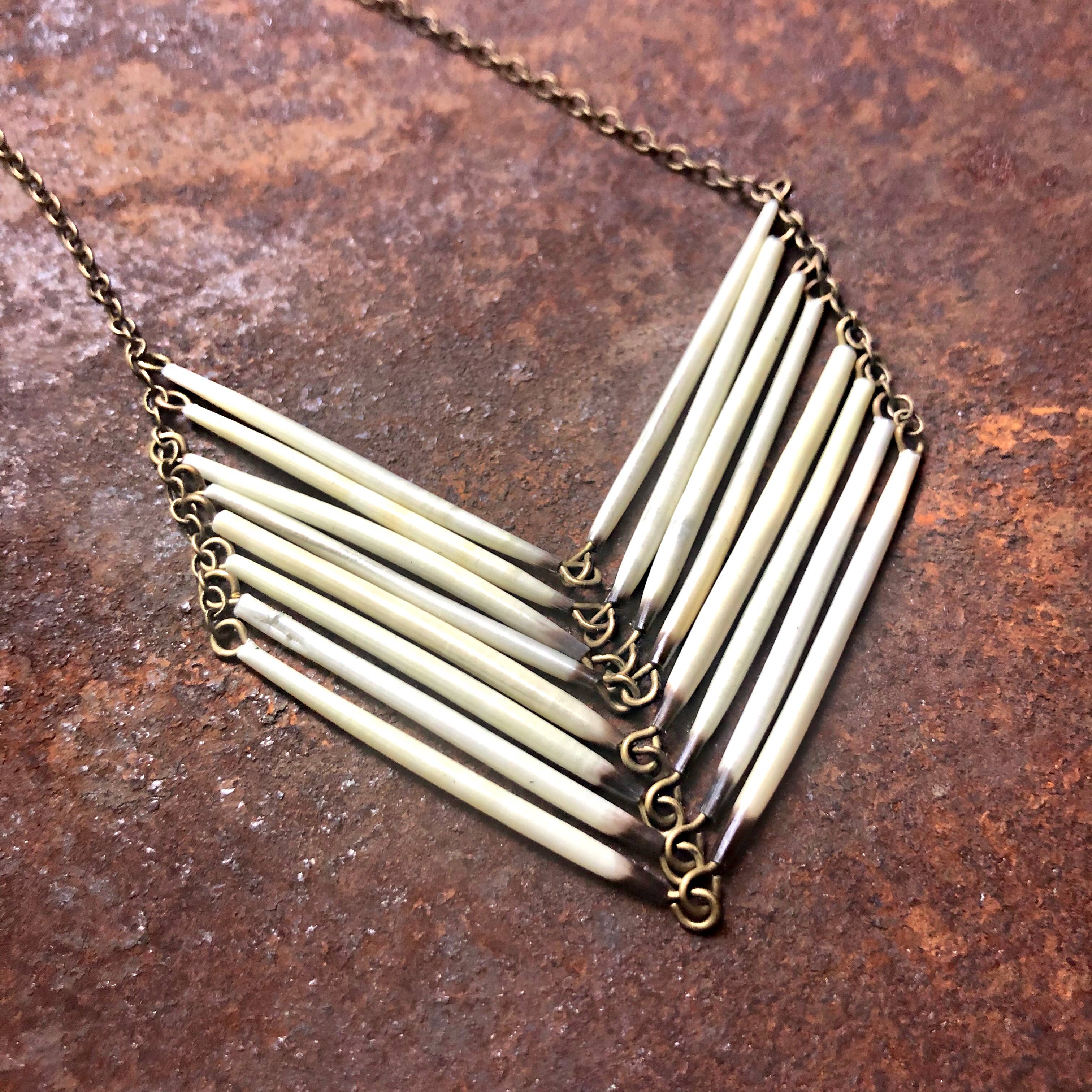 ASTALI - Wholesale Pendant/Charm Necklace - Porcupine Quill Chevron Necklace, Black/Brown & Ivory/White4