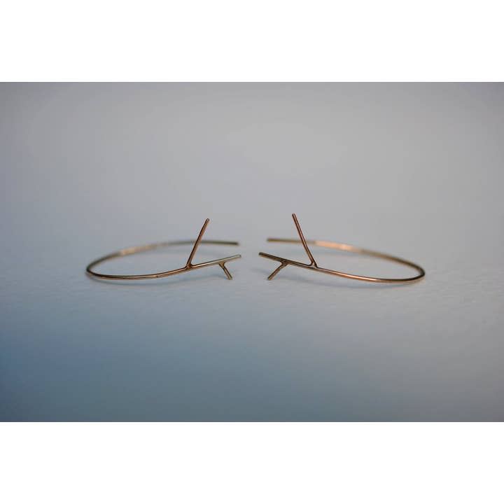Outward Twig Rose Gold Roots Dangle Earrings for wholesale by LettersToSarah Metalsmithing
