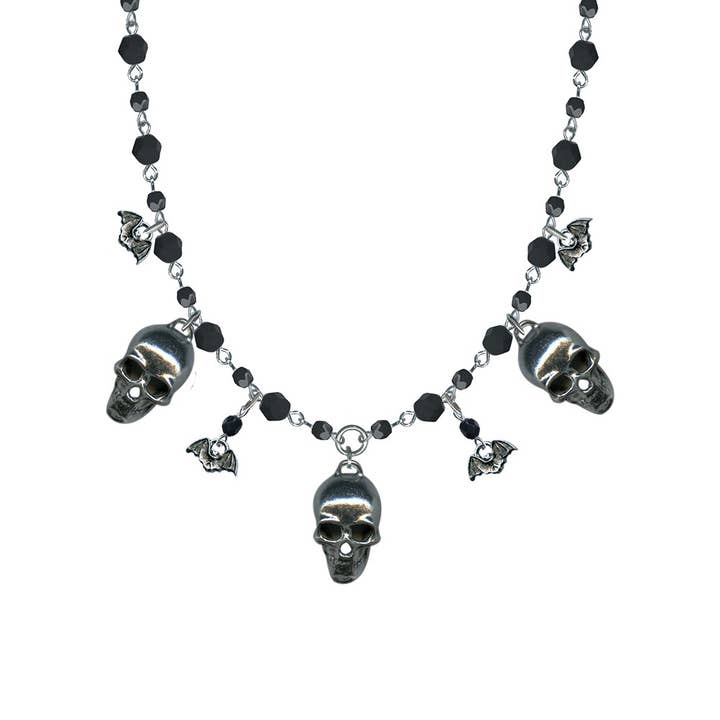 Classic Hardware - Wholesale Pendant/Charm Necklace - Rockware Skull & Bats Necklace
