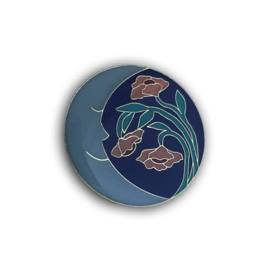 Fox & Crow Paper co. - Wholesale Lapel Pin/Button - Moon Enamel Pin / Enamel Pin / Moon Gift / Floral Pin1