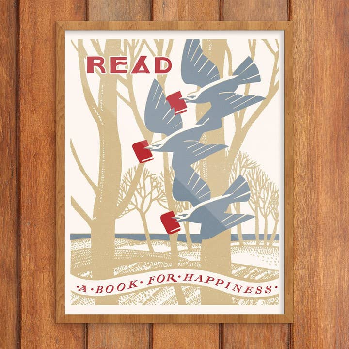8" x 10 Read A Book For Happiness Print for wholesale by Fridgedoor