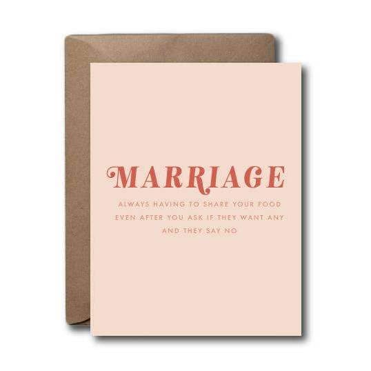 Marriage Sharing Food Anniversary Wedding Greeting Card for wholesale by Black Lab Studio