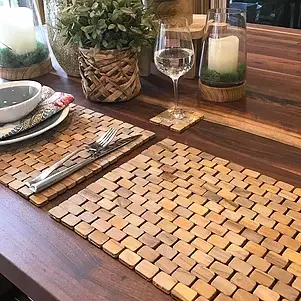 Hip-o Modern Living - Wholesale Placemat - Natural Teak Placemat Set of Two (17.5 x 12")0