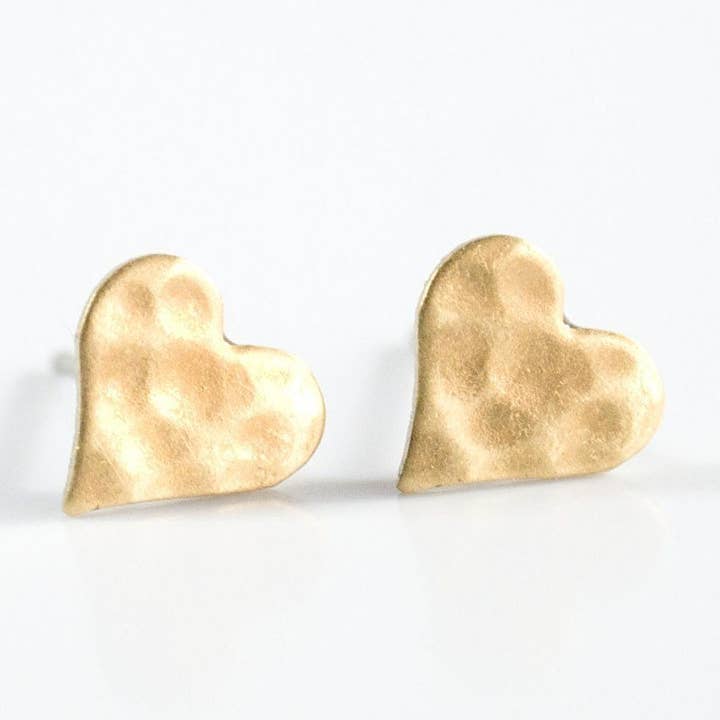 Hammered Heart Earrings for wholesale by Grey Theory Mill