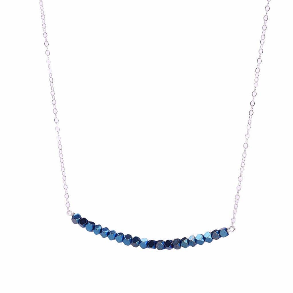 Less is More – Großhandel Perlenarmband – Facettiertes blaues Hämatit-Lächeln-Armband (Gold oder Silber)2