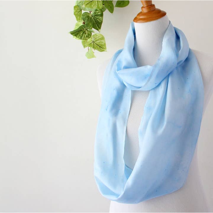 Ten Thousand Dandelions - Wholesale Scarf - Women's - 11" x 76" Silk Infinity Scarf - Sky Blue2