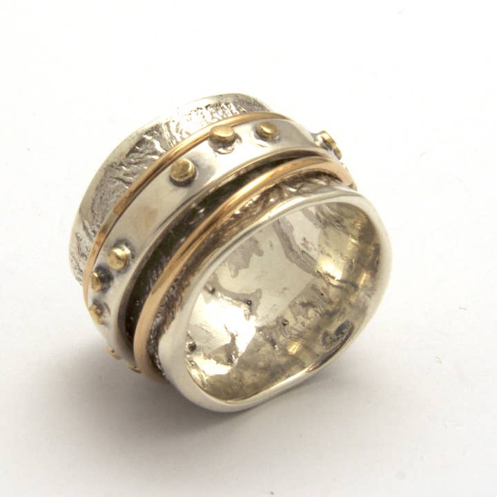 Anel Reticulado com Spinner Revestido a Ouro e Acento de Bronze por atacado de Tamara Kelly Designs