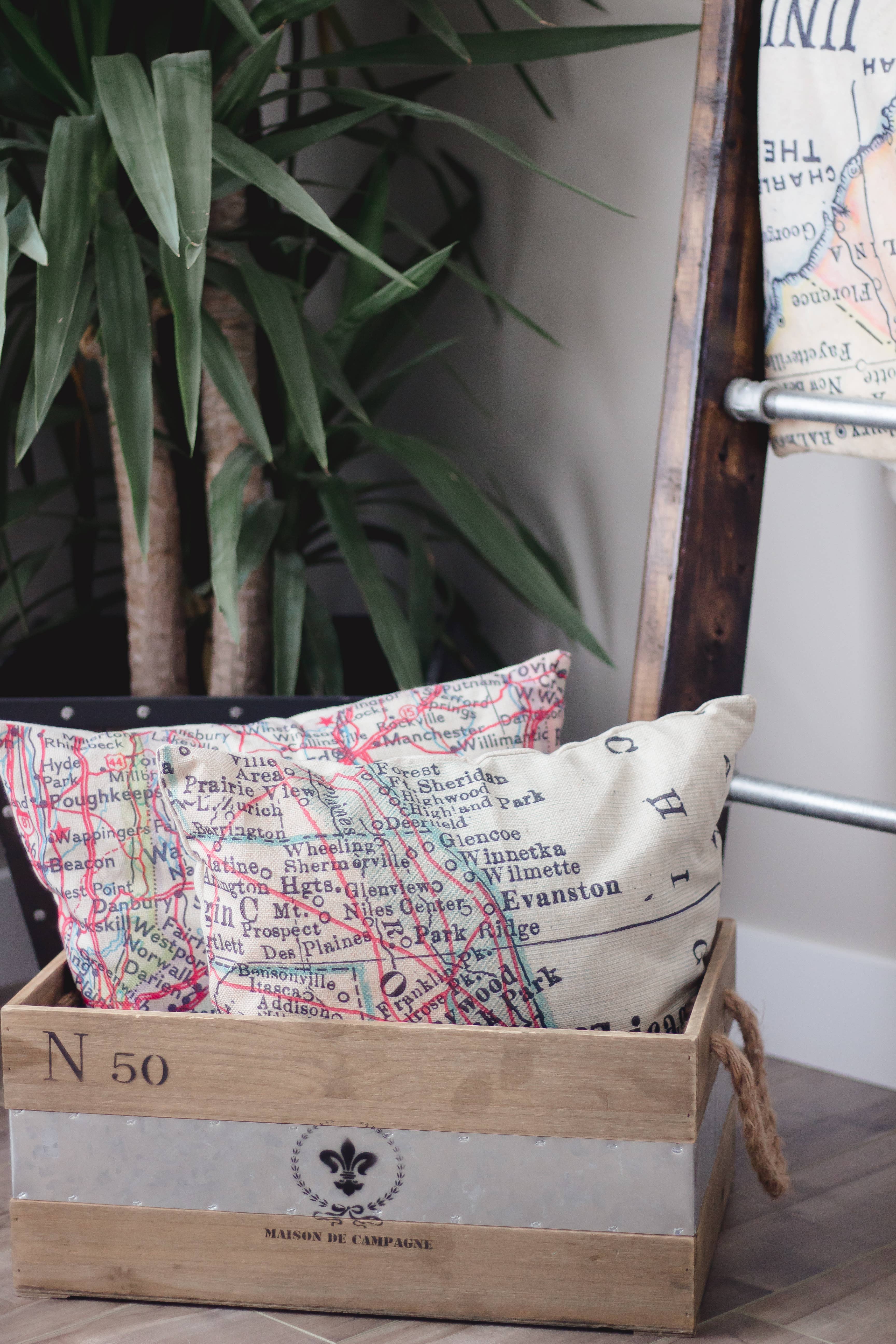 Daisy Mae Designs - Wholesale Throw/Decorative Pillow - Illinois Map Pillow – 18" Square Throw Pillow1