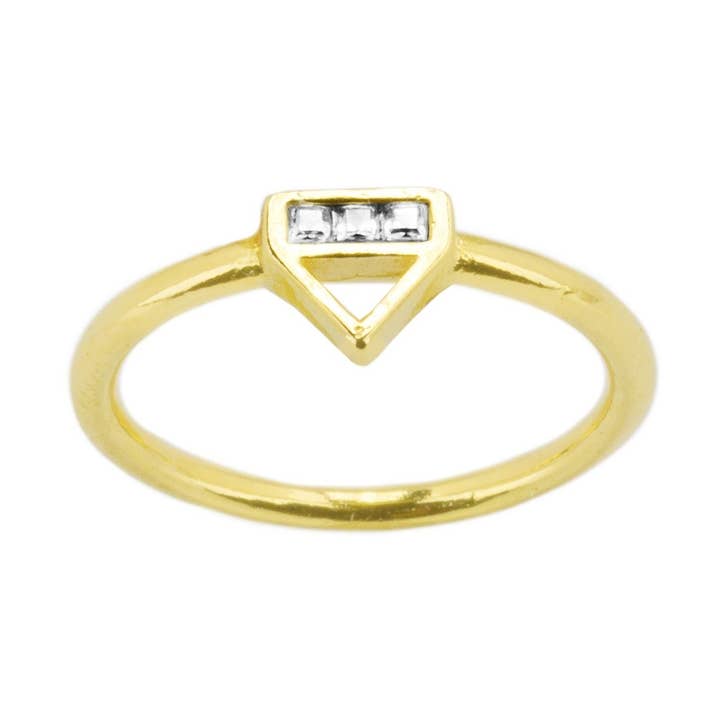 Katie Dean - Wholesale Multi-Stone Ring - 18K Gold Plated Love Triangle Ring0
