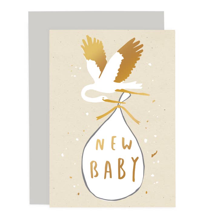 Nieuwe Baby Stork Speckle-kaart - Housewarming-kaart - New House voor wholesale door Old English Company