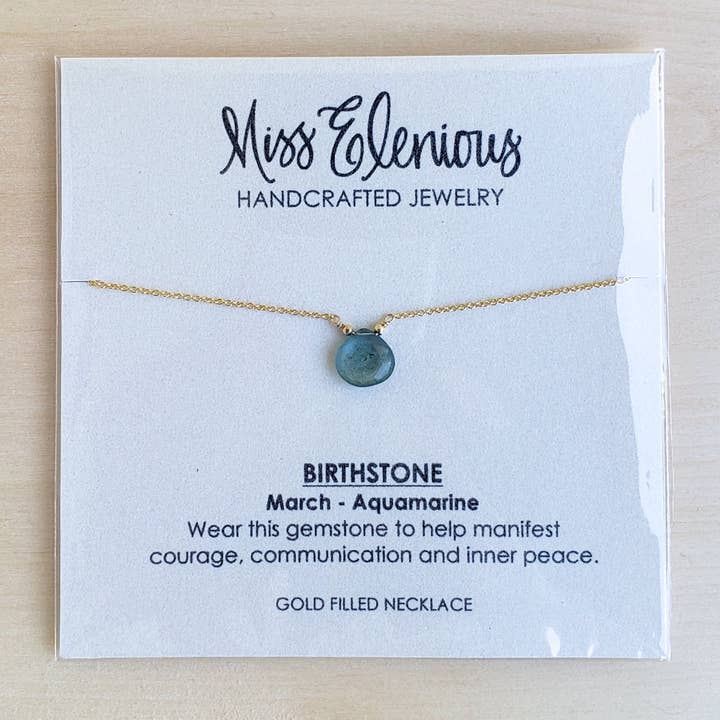 Aquamarine Drop Necklace - March Birthstone for wholesale by MissElenious Jewelry