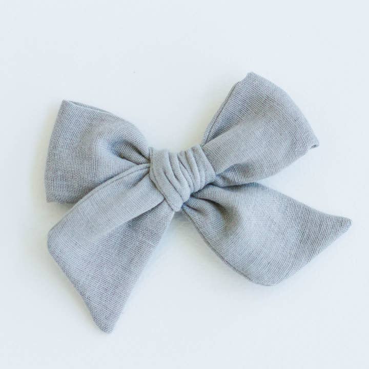 Wanderlust and Mayhem - Wholesale Hair Bow - Kids - Grey Double Gauze Hair Bow0