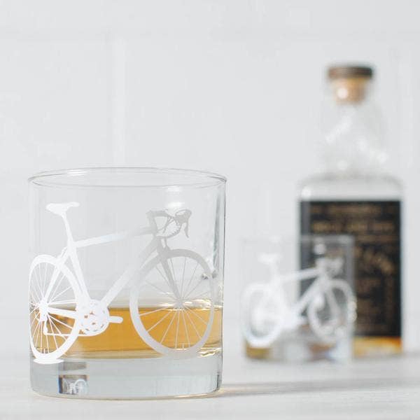 Vital Industries - Wholesale Cocktail/Liquor Glass - Bicycle Rocks Glasses, screen printed bike8
