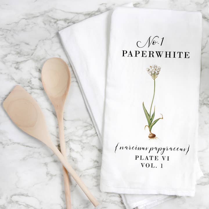 Pappersvit botanisk kökshandduk för wholesale av Porter Lane Home