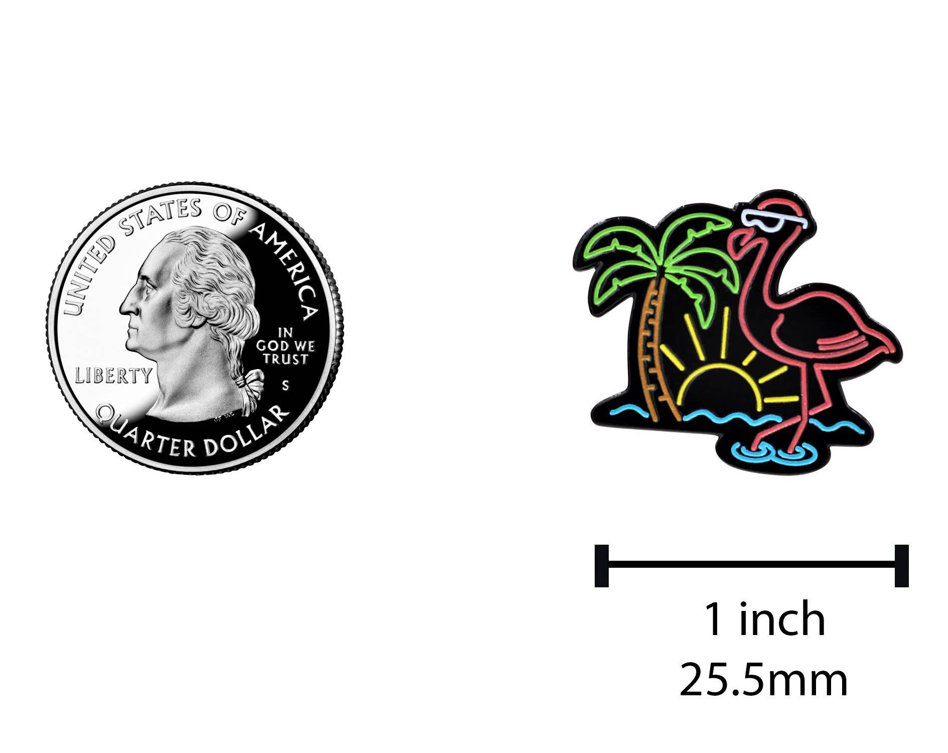 Real Sic – Großhandel Anstecker/Button – Neon-Flamingo - Chill Life Flamingo Beach Emaille-Anstecknadel2