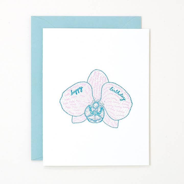 Birthday Orchid - Spring Greeting Card for wholesale by Helen Edna