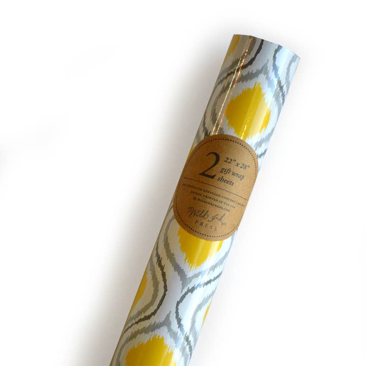 Wild Ink Press - Wholesale Wrapping Paper Roll - Ikat Gift Wrap | Roll of 2 sheets1