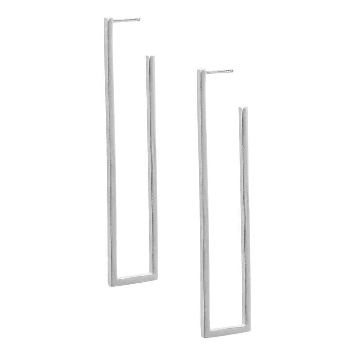 Rettangolo aperto telaio orecchini - argento per la vendita all'ingrosso da parte di Cielomar Jewelry