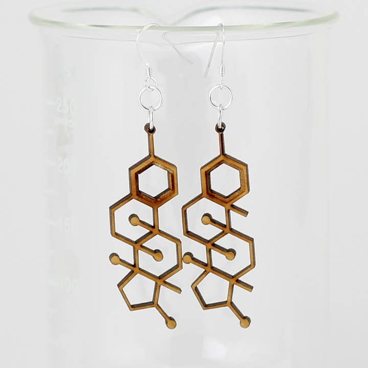 Testosteron Molecule oorbellen voor wholesale door Sorcery Science