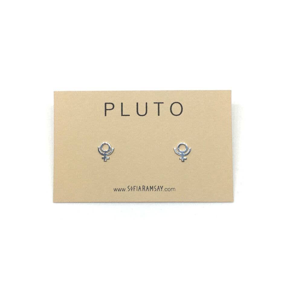 Sofia Ramsay - Wholesale Stud/Post Earrings - Planet Symbol Geometric Stud Earrings .925 Sterling Silver8
