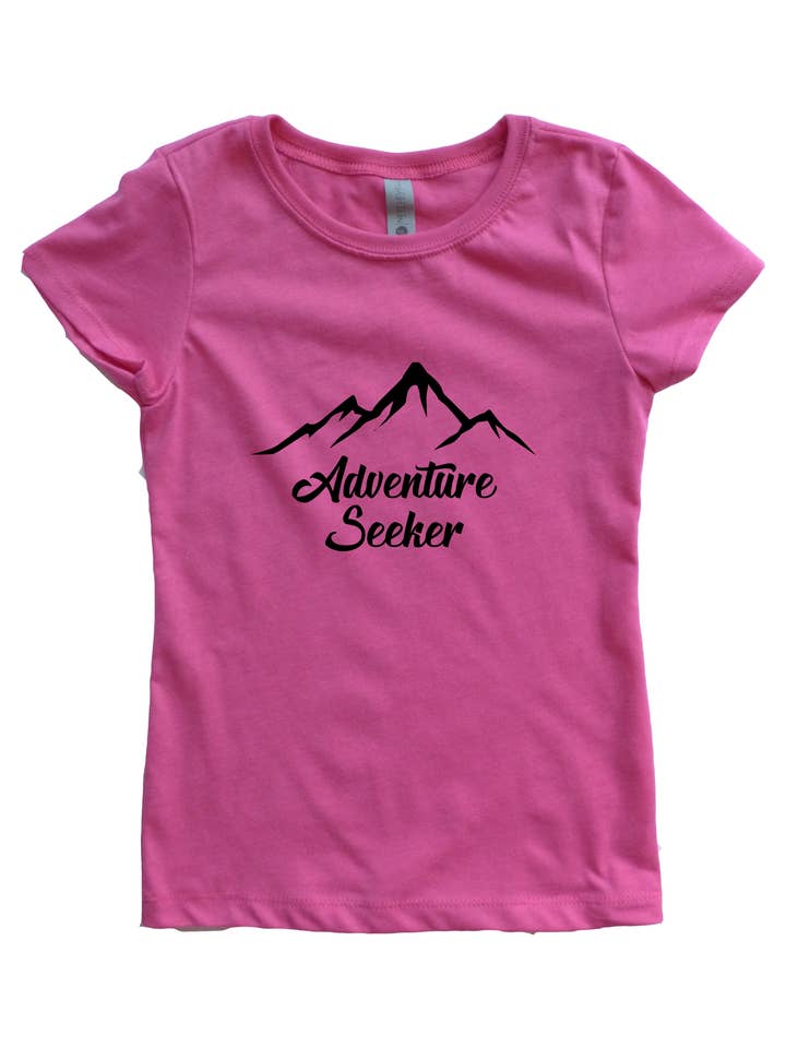 Pink with Black Adventure Seeker Girl's Shirt for wholesale by Outdoorable Apparel