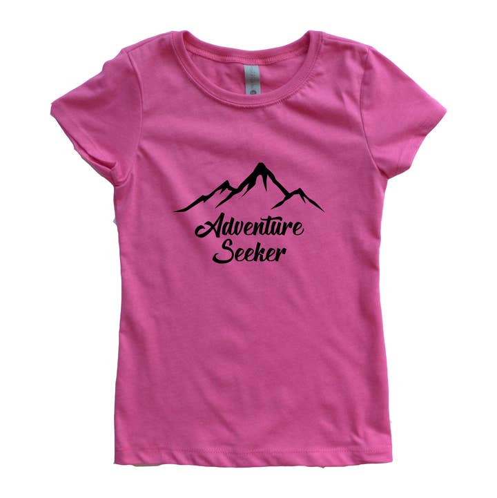 Pink with Black Adventure Seeker Girl's Shirt for wholesale by Outdoorable Apparel