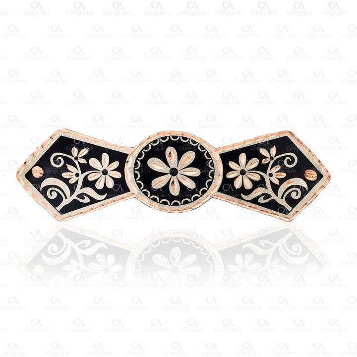 HR 13 Black Flower Copper Hair Clip for wholesale by COPPER ARTS INC.