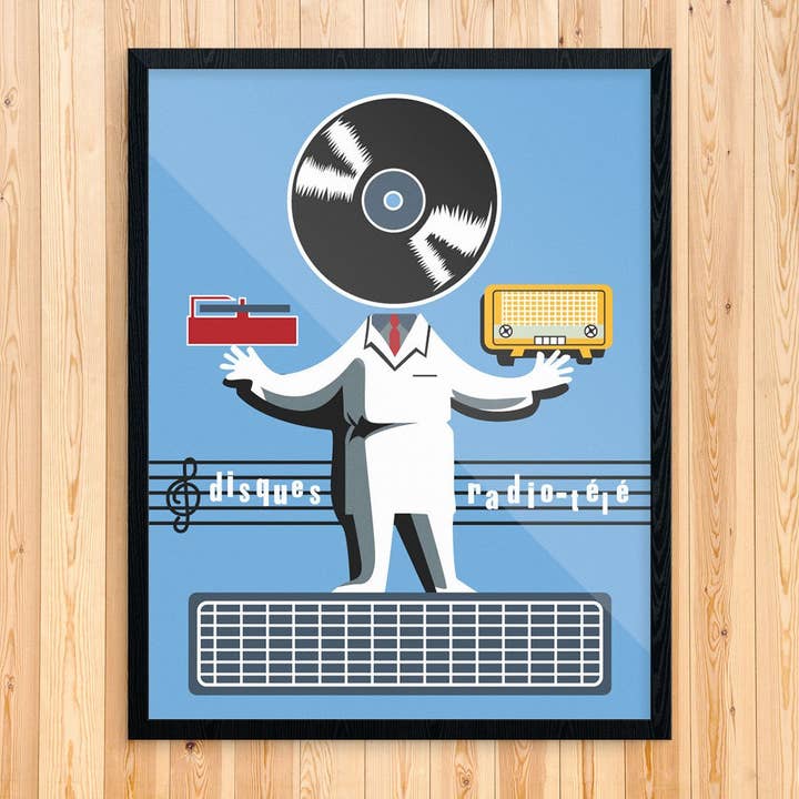 5'' x 7'' Disques  LP & Radio Man Greeting Card for wholesale by Fridgedoor
