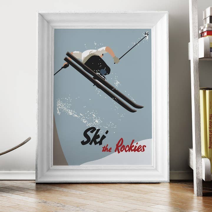 11'' x 14'' Ski the Rockies Print for wholesale by Fridgedoor