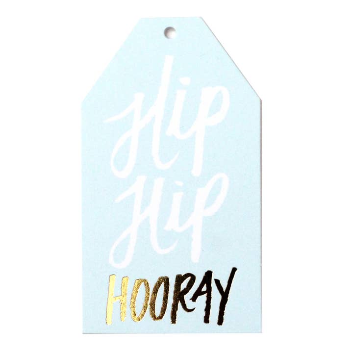 Thimblepress - Wholesale Gift Tag - Hip Hip Hooray Foil Stamped Gift Tags - Box of 10