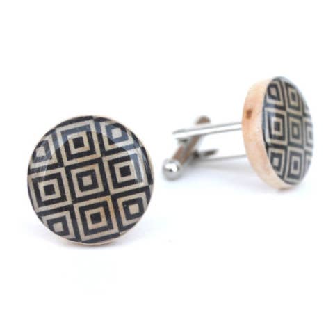 Black and White Geometric Cufflinks for wholesale by Starlight Woods