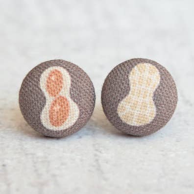 Rachel O's - Wholesale Stud/Post Earrings - Peanut Fabric Button Earrings0