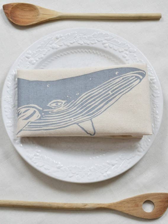 Whale Tea Towel - Organic Cotton - Grey - Humpback - Ocean for wholesale by Hearth and Harrow