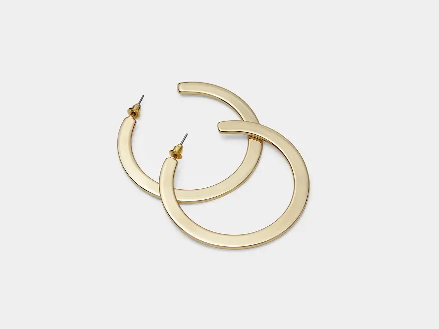 Gemmed - Wholesale Hoop Earrings - Large Flat Hoop0