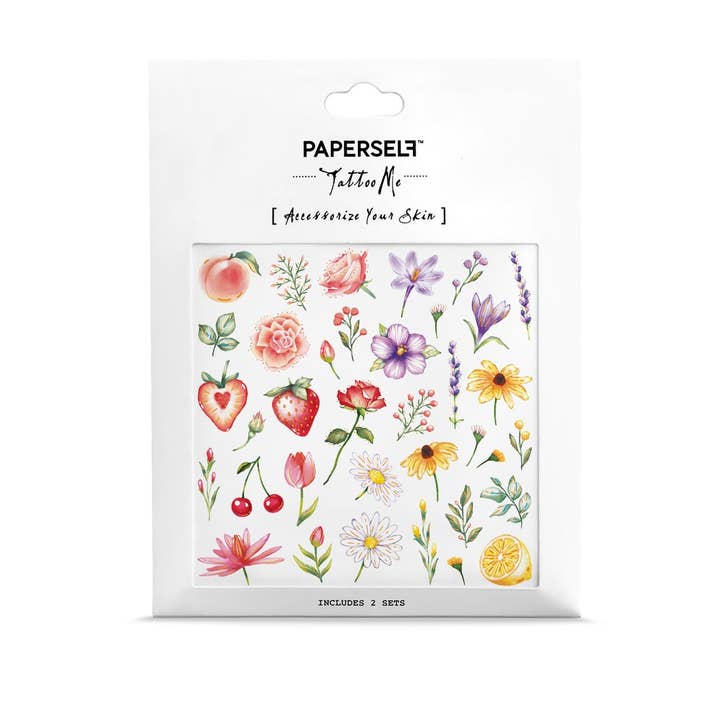 PAPERSELF - Wholesale Temporary Tattoo - Flowers & Fruit Temporary Tattoos Stickers