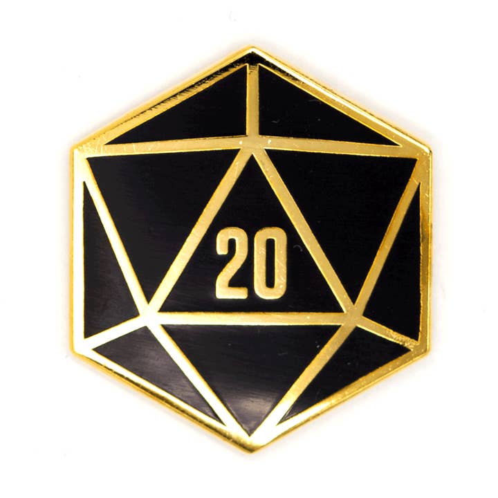 Broche en émail D20 pour la vente par These Are Things