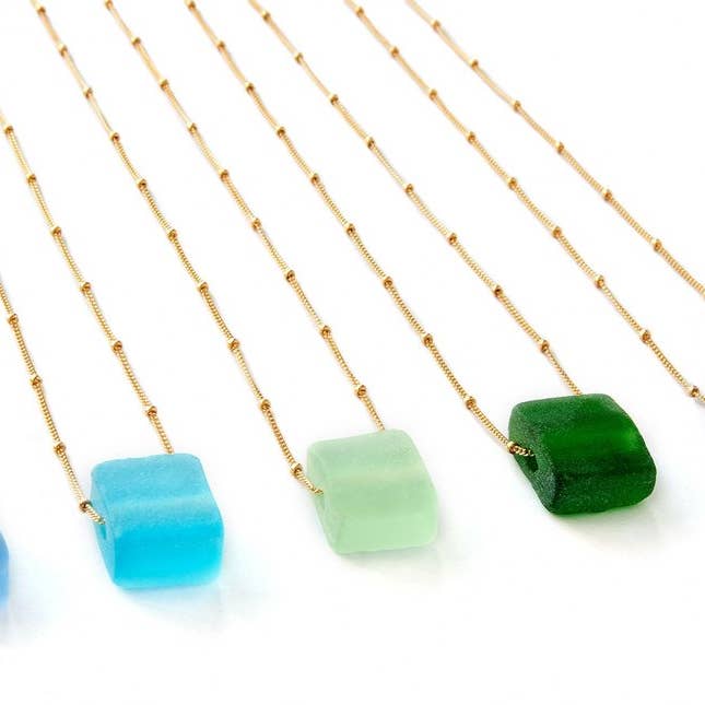 SIMPLE CUBE NECKLACE GOLD FILL for wholesale by Smart Glass Recycled Jewelry